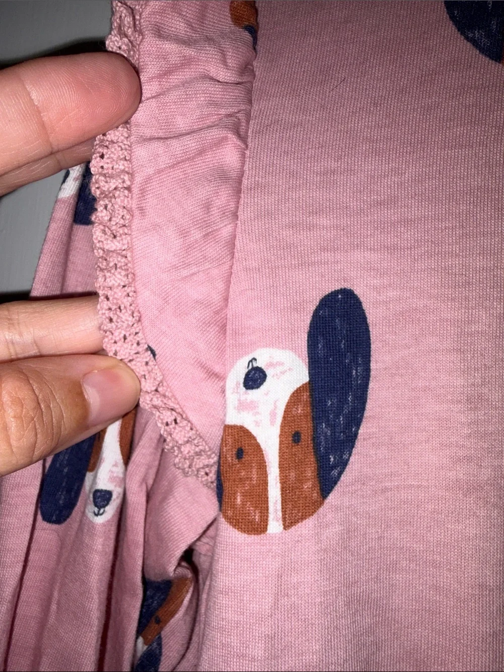 Mini Boden dog tunic dress navy blue leggings, girls 11 12